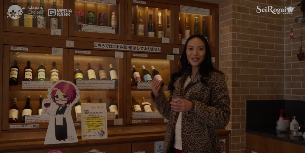 Filming on location at a regional winery in Yamanashi Prefecture.